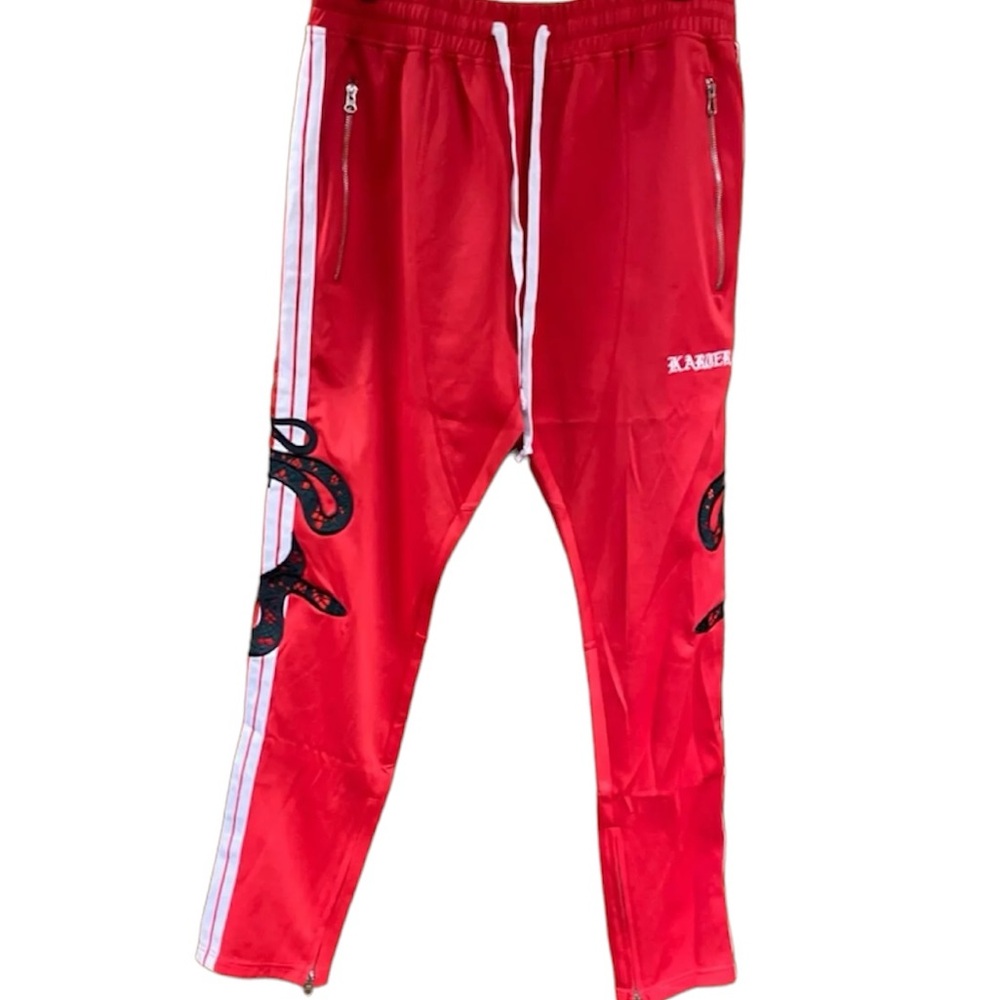 NWT/NIP Karter Collection Snake Embroidered Maverick Track Pants SIZE: XL RED